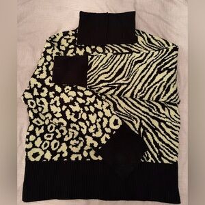 Zara black  and Cream Patterned Women's Sweater